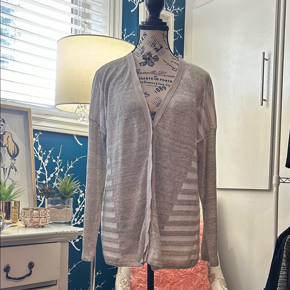 Lafayette 148 New York Gray Cardigan Sweater